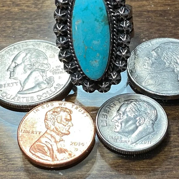 Turquoise Silver Ring Native American made - Picture 7 of 12